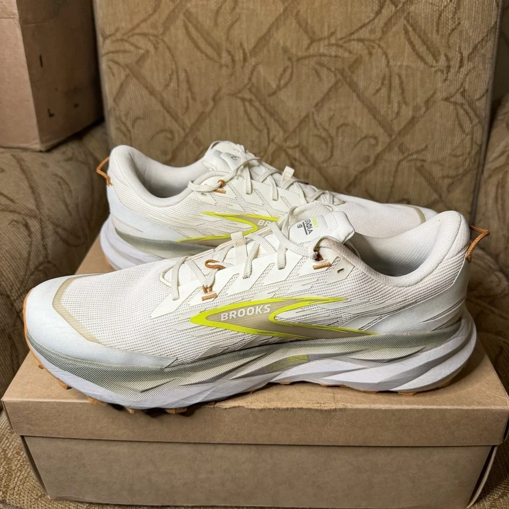 Brooks Cascadia 19 Coconut Olive Ginger 1104571D183 Men's Size 13 Trail Shoes